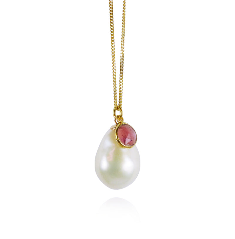 Pearl & Gemstone Slice Necklace