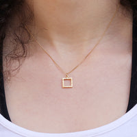 Gold Dainty Square Pendant