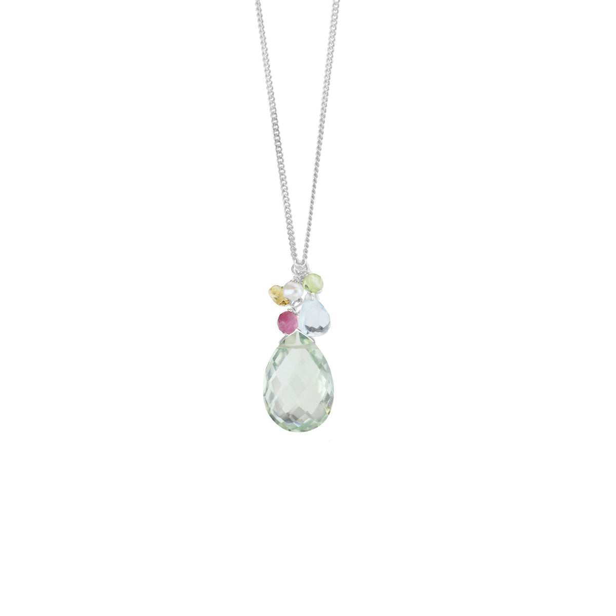 Pear Cut Gemstone Cluster Pendant
