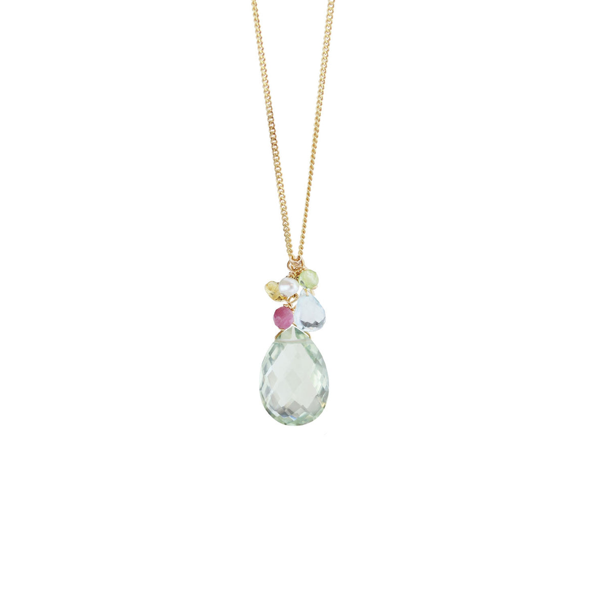 Pear Cut Gemstone Cluster Pendant
