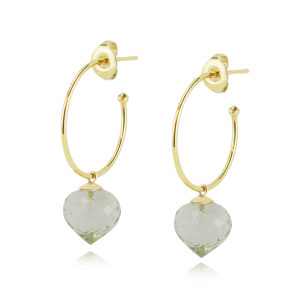 Green Amethyst Drop Hoops