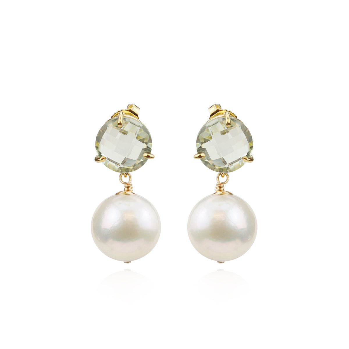 Green Amethyst & Pearl Earrings