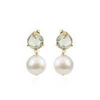 Green Amethyst & Pearl Earrings