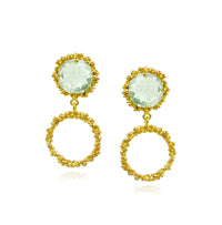 Green Amethyst granulated earrings