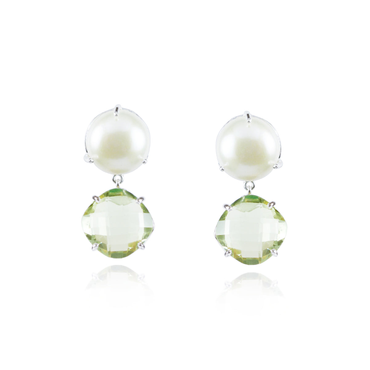 Pearl and Green Amethyst Earrings