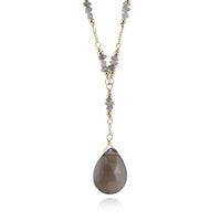 Diamond & Grey Moonstone Y Necklace