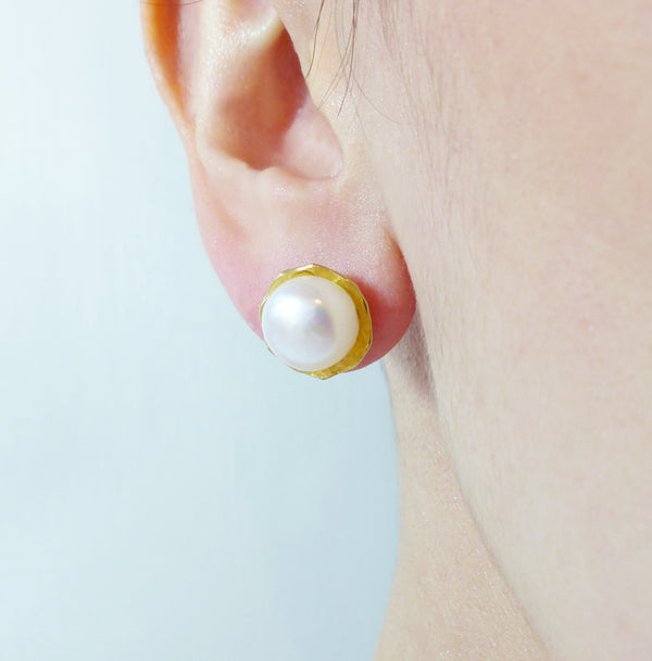 Large Pearl Stud Earrings