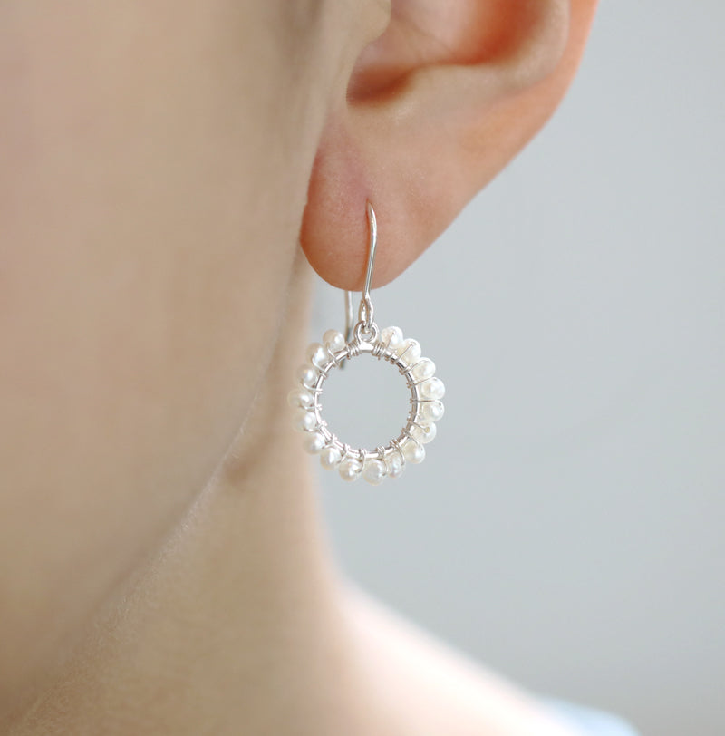 Pearl Wrapped Circular earrings
