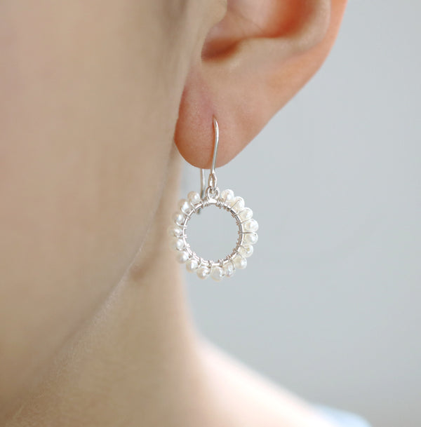 Pearl Wrapped Circular earrings