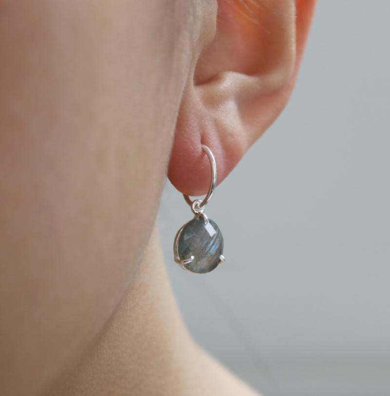 Faceted Round Gemstone Earrings