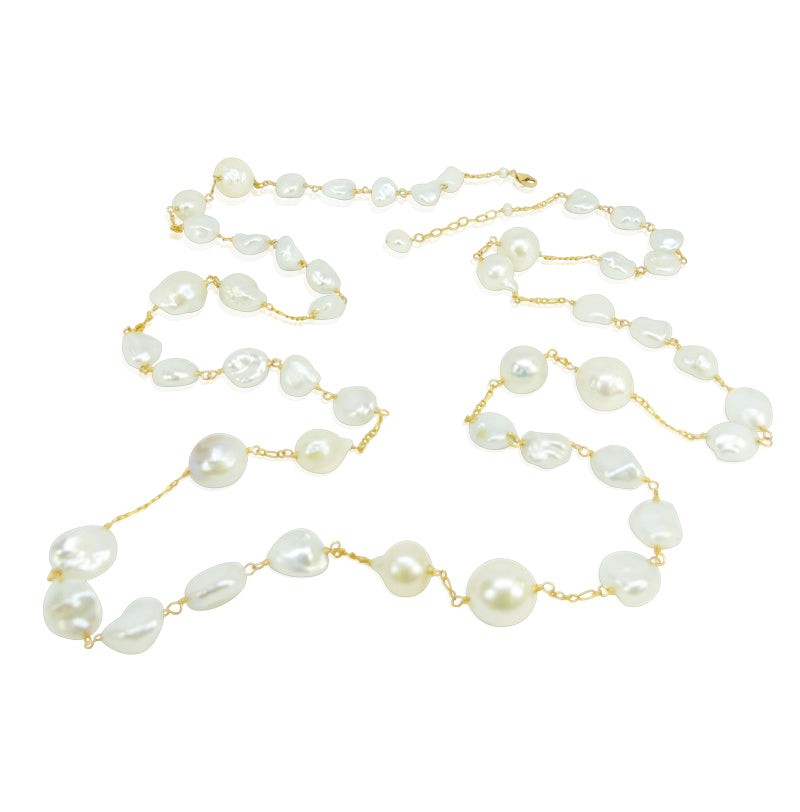 Long Baroque and Keshi Pearl Necklace