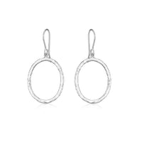 Medium Hammered Oval Drop Earrings