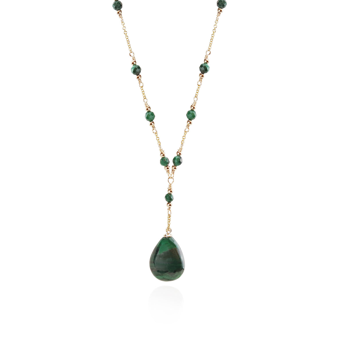 Malachite Gold Y Necklace