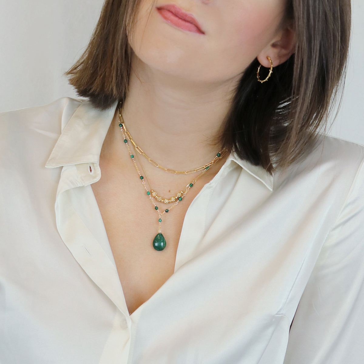 Malachite Gold Y Necklace