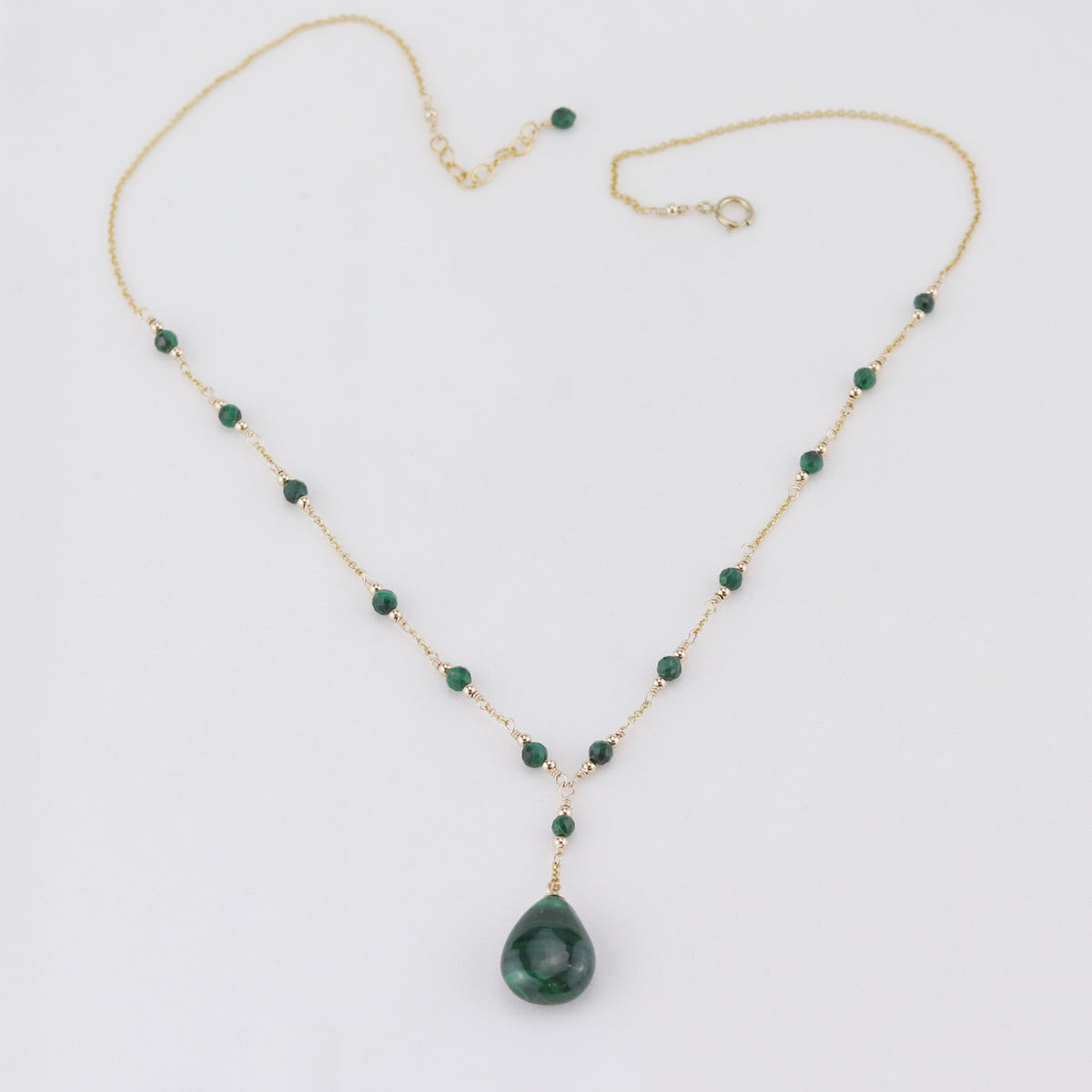 Malachite Gold Y Necklace