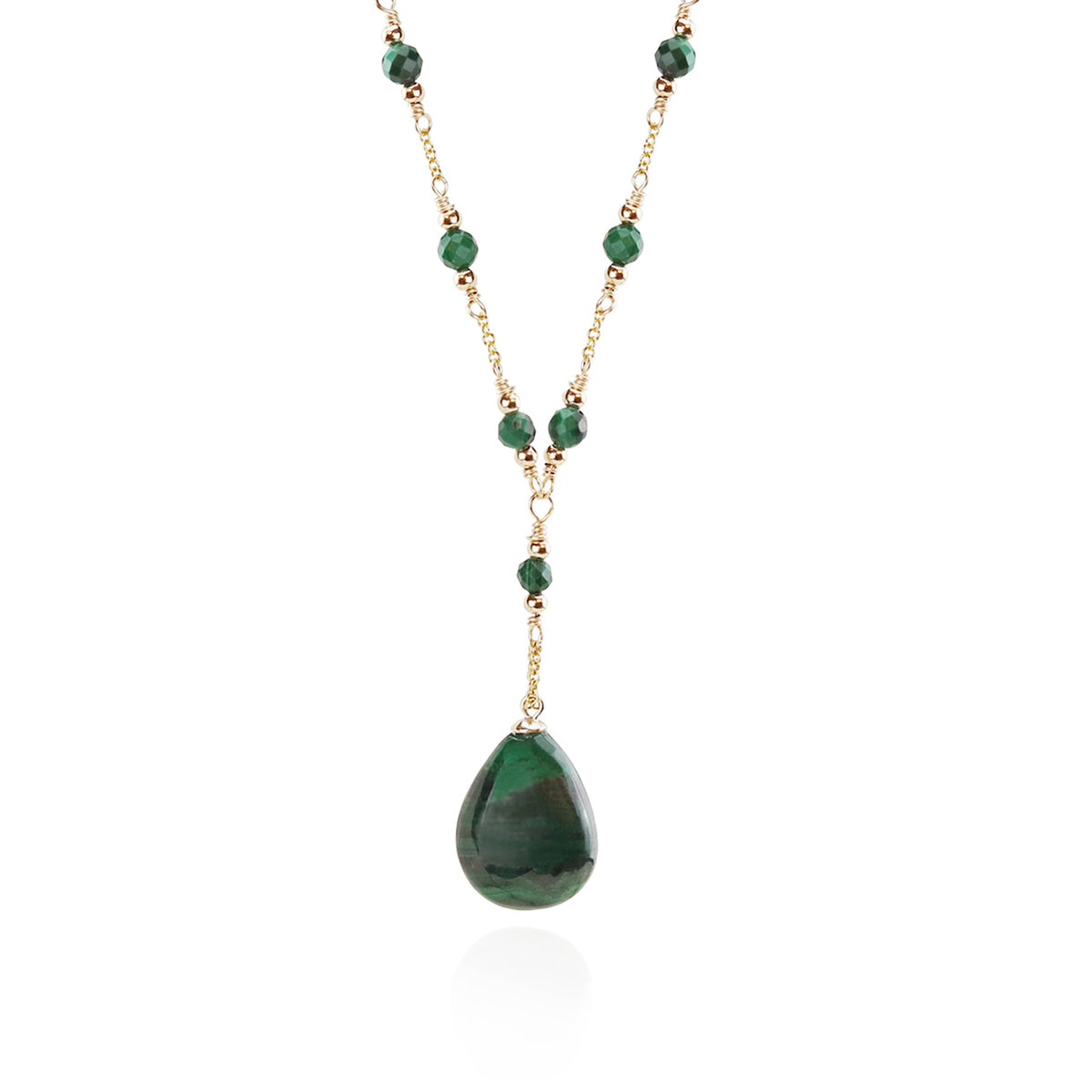 Malachite Gold Y Necklace