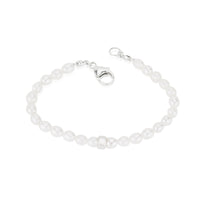 White Pearl Bracelet with Silver Detail
