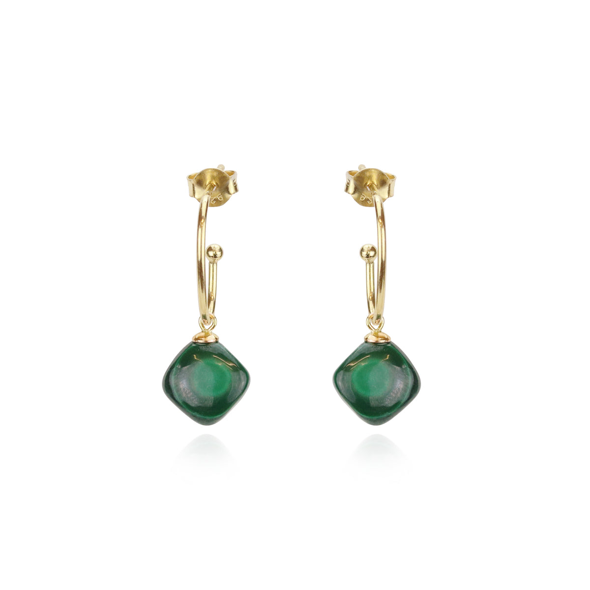 Square Malachite Oval Hoops