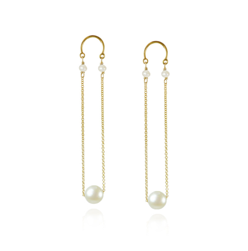Chain and Pearl Earrings