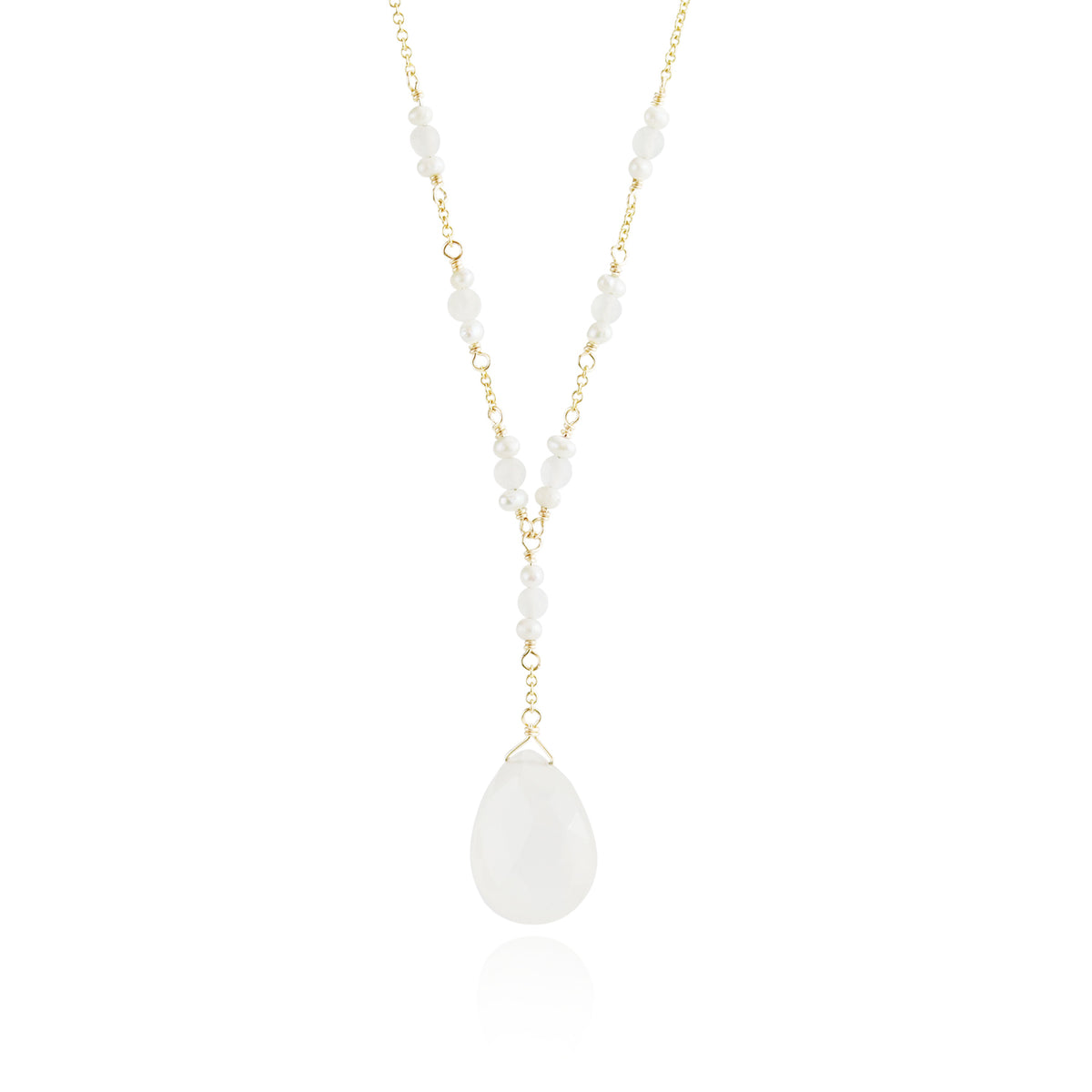 White Chalcedony Y Necklace