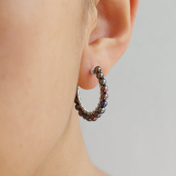 Wrapped Pearl Hoops