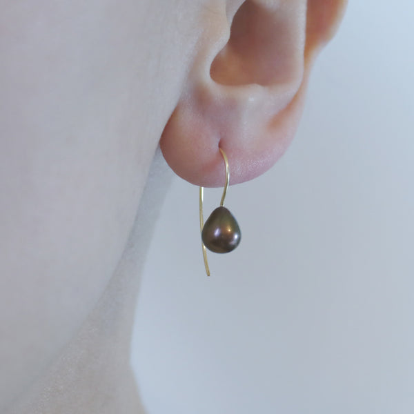 Mini Fish Hook Pearl Earrings