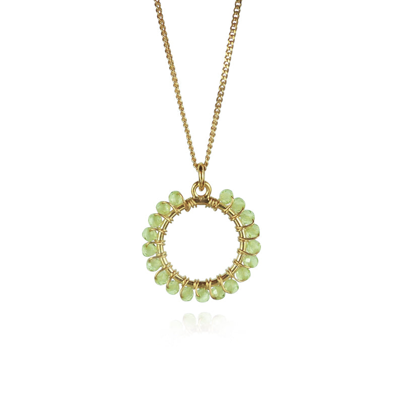 Small Circle Wire Wrapped Bead Pendant