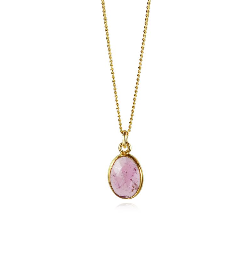 Faceted Oval Gem Pendant Necklace
