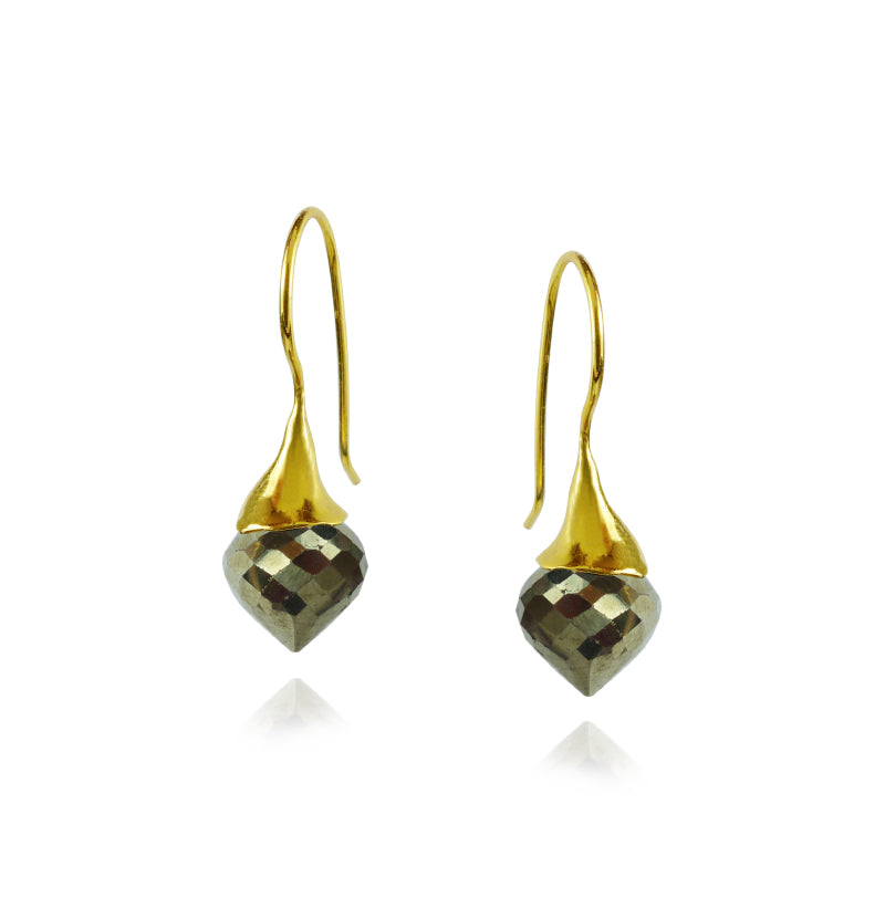 Green Amethyst Gold Earrings