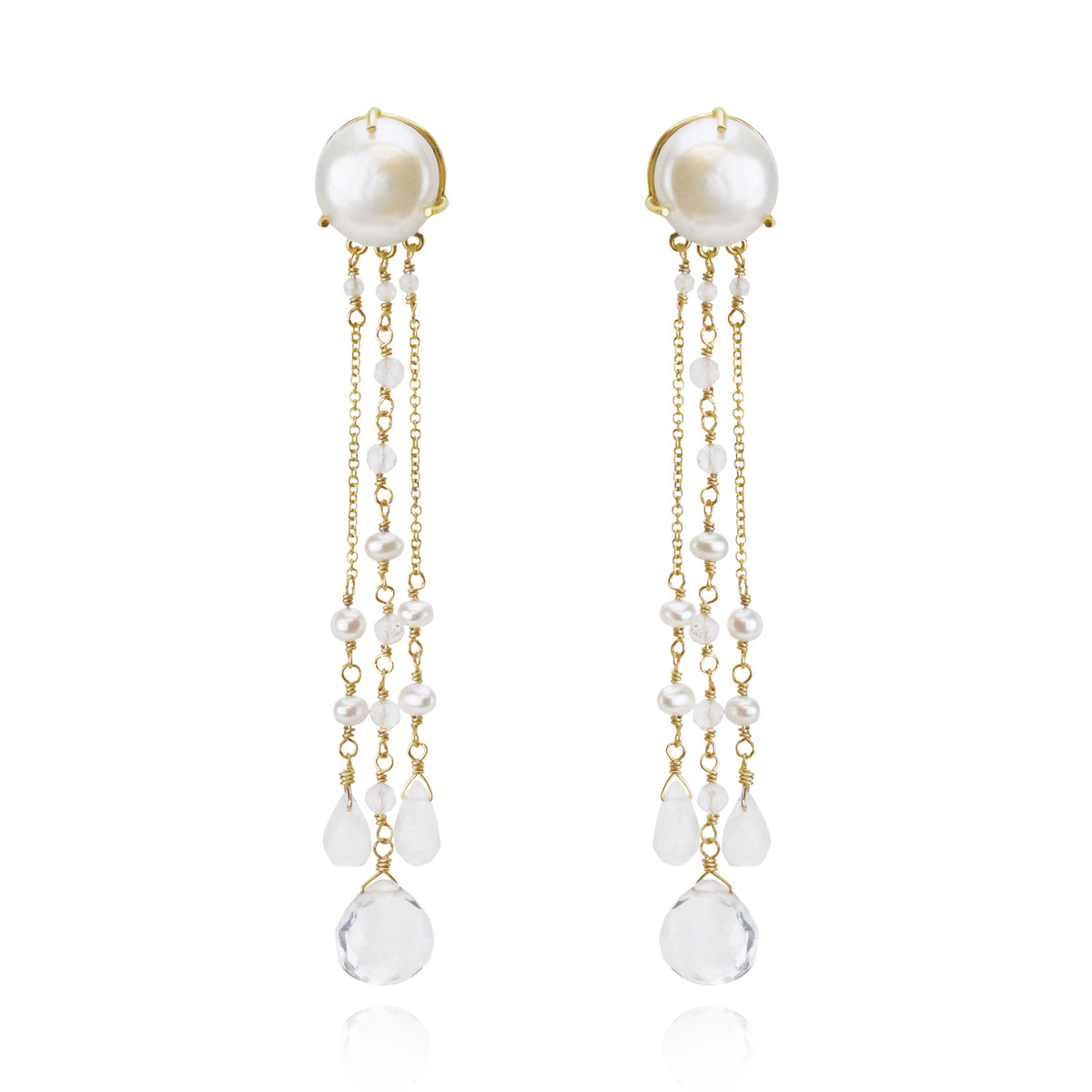 White Pearl Chandelier Earrings