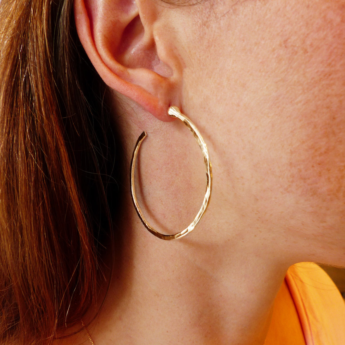 Hammered Silver Hoop Earrings