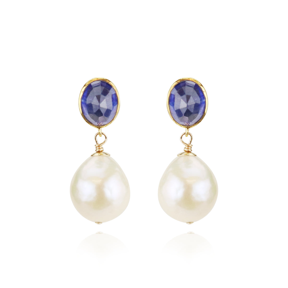 Sapphire and Pearl Earrings
