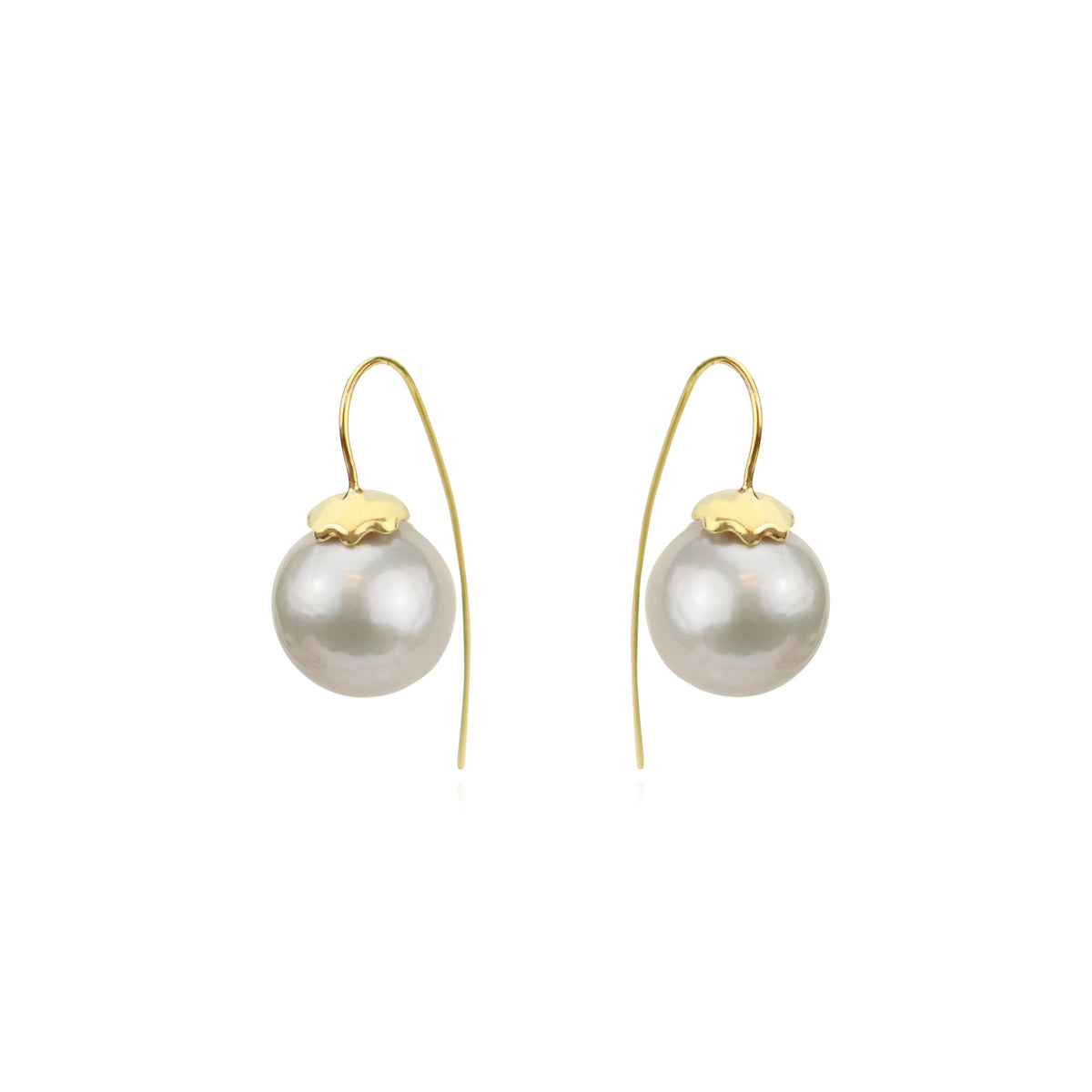 Round White Pearl Earrings