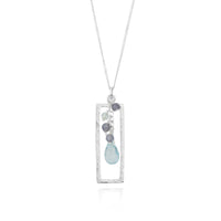 Hammered Rectangle & Cluster Pendant Necklace
