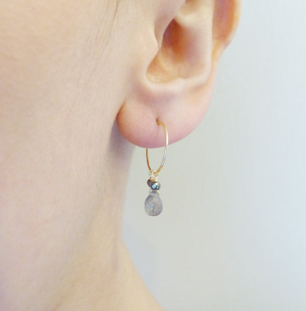 Simple Gem Hoop Earrings
