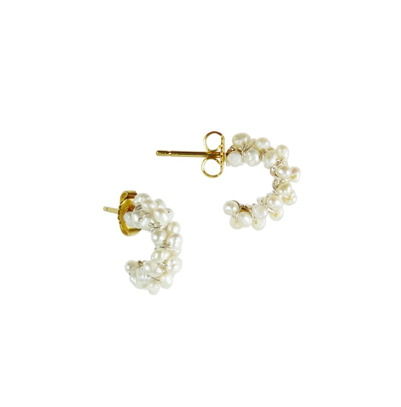 Tiny Pearl Hoop Earrings