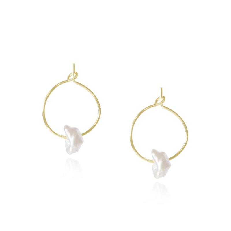 Small Keshi Pearl Hoops