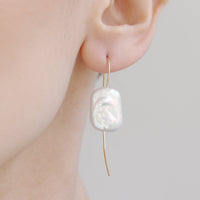 Rectangular Keshi Pearl Earrings