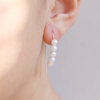 White Cabochon Fish Hook Earrings