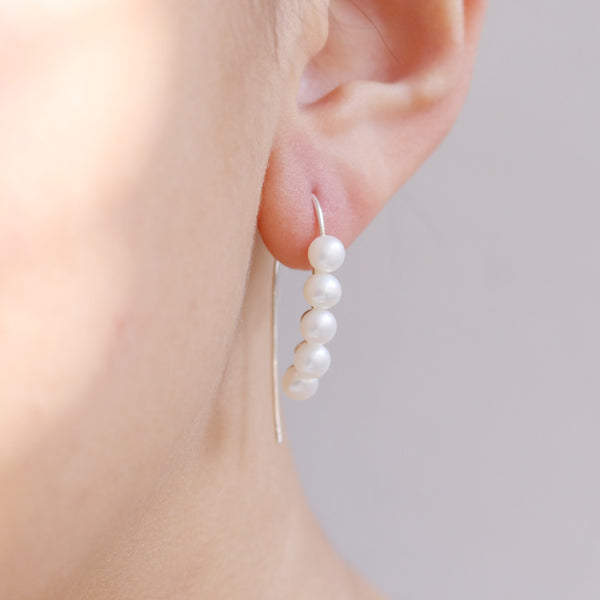 White Cabochon Fish Hook Earrings