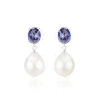 Sapphire and Pearl Earrings