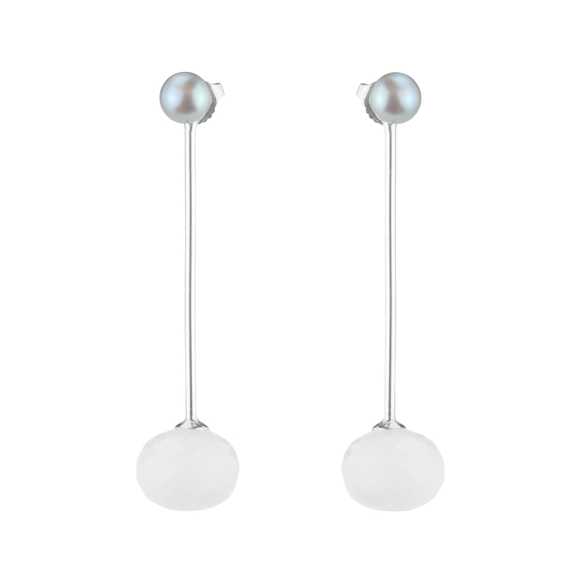 Pearl and White Chalcedony Earrings