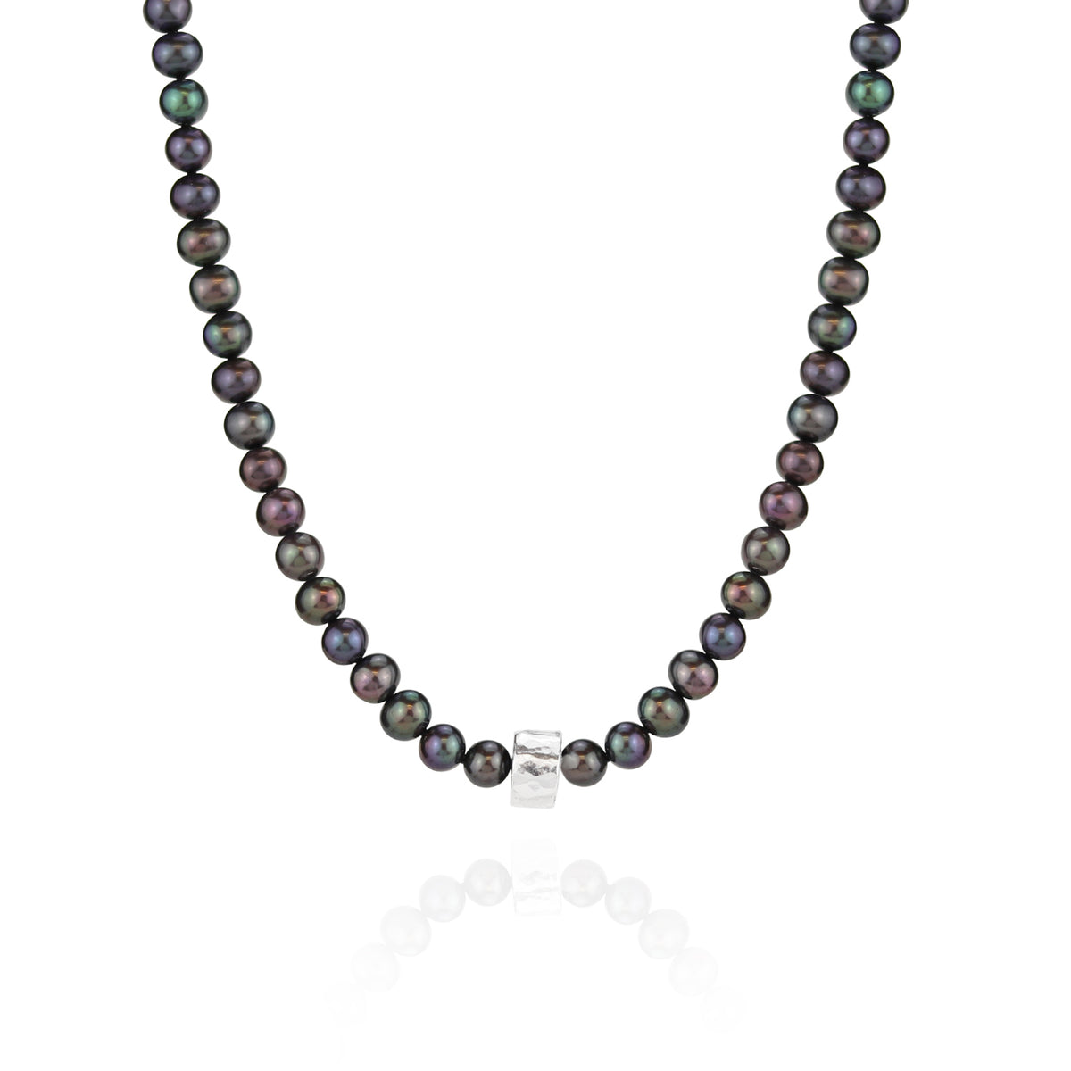 Peacock Pearl Necklace with Silver Detail