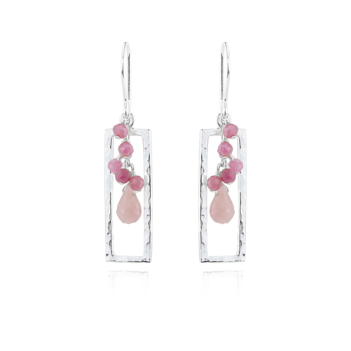 Hammered Rectangle & Cluster Earrings