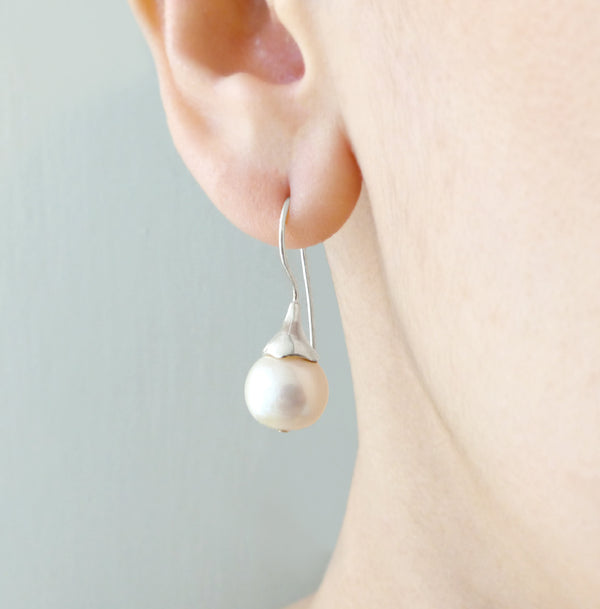 White Pearl Vermeil Earrings