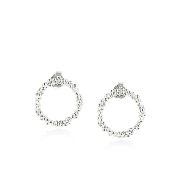Silver Textured Circle Studs