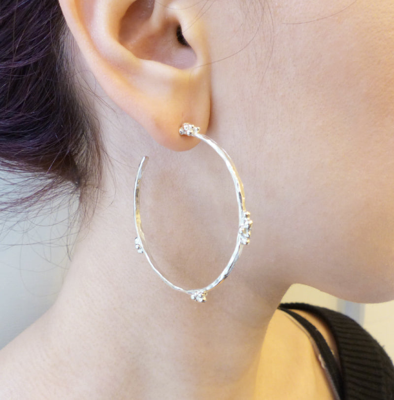 Cluster Silver Balls Hoops