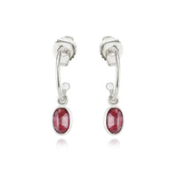 Oval Faceted Gem Drop Hoop Earrings