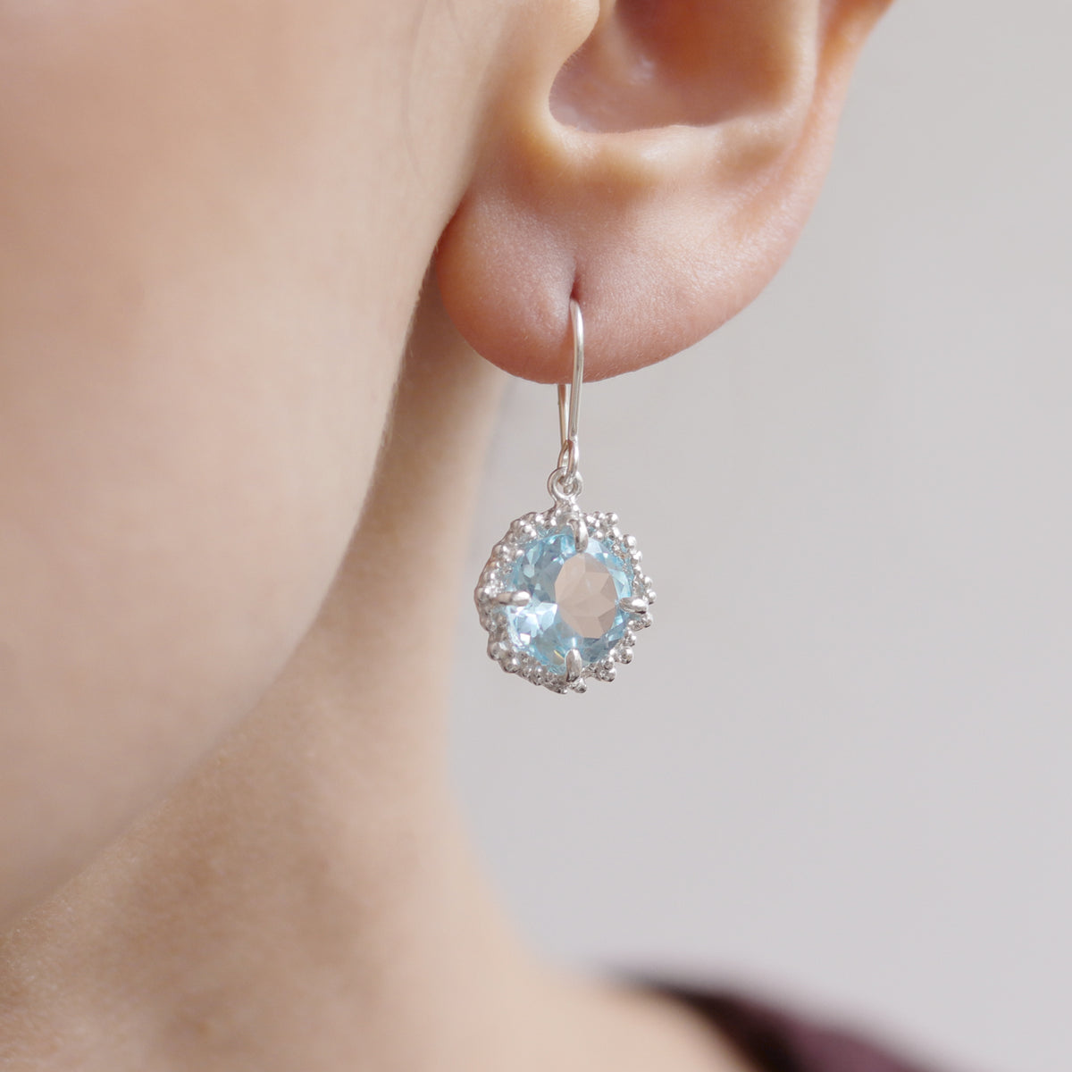 Blue Topaz Fish Hook Earrings