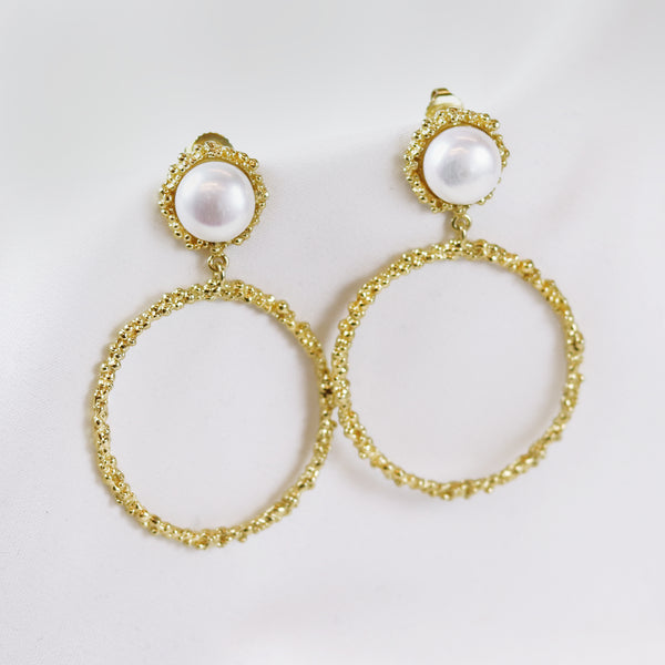 Pearl Drop Textured  Earrings